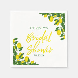 Yellow Lemon Watercolor-Brautparty Serviette