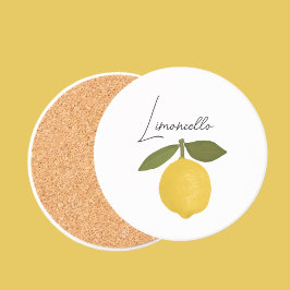 Yellow Lemon with Green Leaves | Fresh Citrus Getränkeuntersetzer