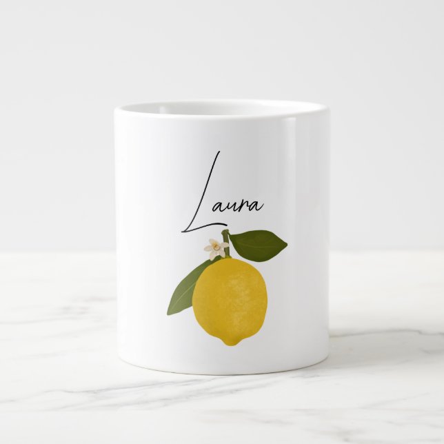 Yellow Lemon with Green Leaves | Fresh Citrus  Jumbo-Tasse (Vorderseite)