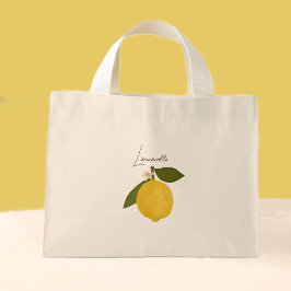 Yellow Lemon with Green Leaves | Fresh Citrus Mini Stoffbeutel