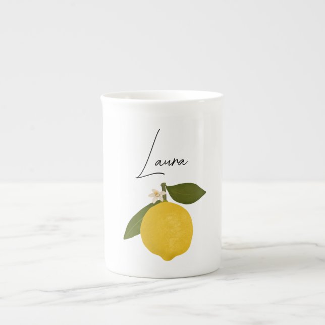 Yellow Lemon with Green Leaves | Fresh Citrus  Prozellantasse (Vorderseite)