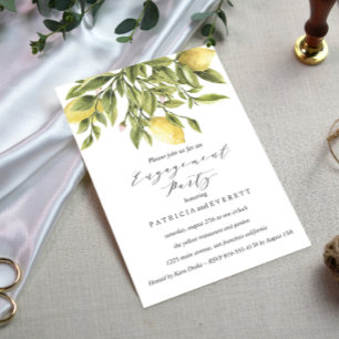 Yellow Lemons and Foliage Wedage Engagement Party Einladung