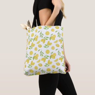 Yellow Lemons Citrus Frucht Kunst Wasserfarben Mus Tasche