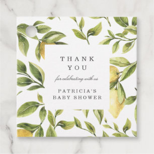 Yellow Lemons foliage chic Danke Baby Dusche Geschenkanhänger