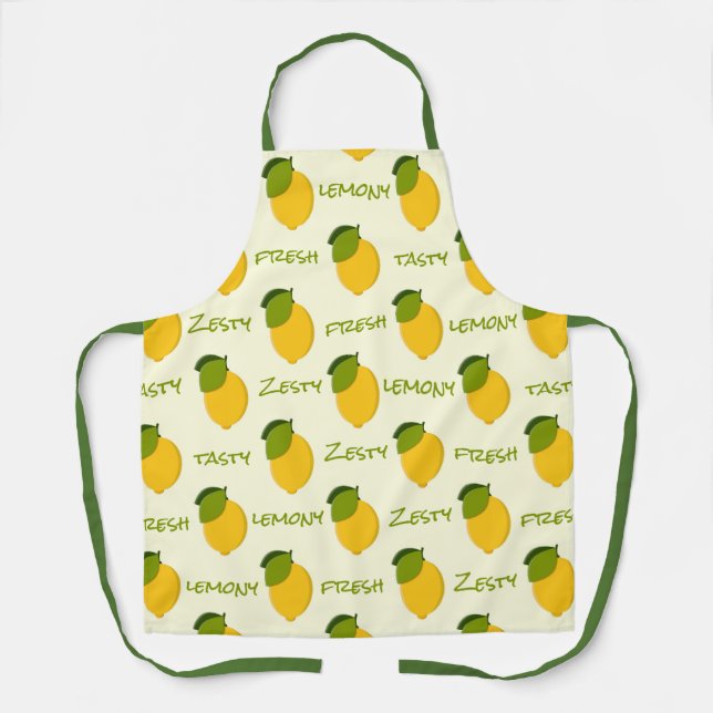 Yellow Lemons Muster Fresh Zesty Lemony Schürze (Vorderseite)