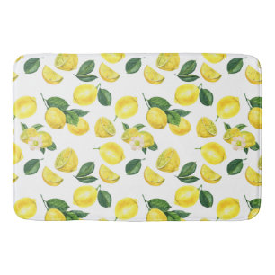 Yellow Lemons Watercolor Fruchtmuster Badematte