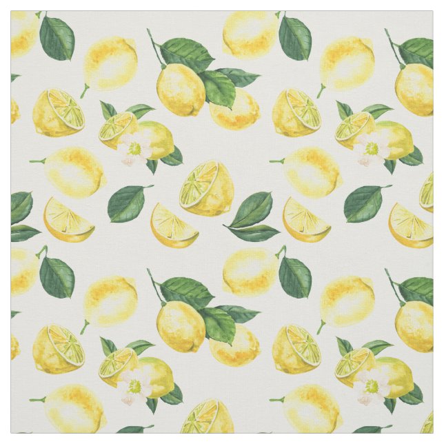 Yellow Lemons Watercolor Fruchtmuster Stoff (Muster)