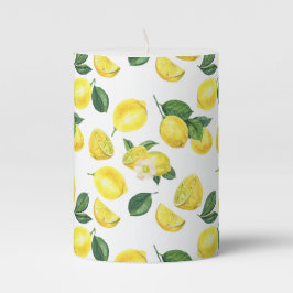 Yellow Lemons Watercolor Fruchtmuster Stumpenkerze
