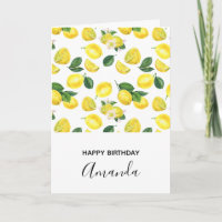 Yellow Lemons Watercolor Pattern Geburtstag