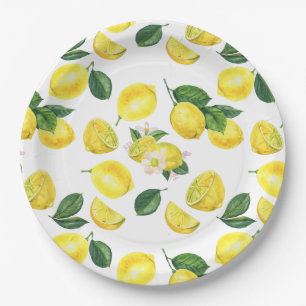 Yellow Lemons Watercolor Pattern Pappteller