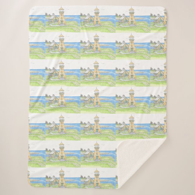 Yellow Lighthouse Sherpa Blanket Sherpadecke (Vorderseite)