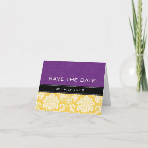 Yellow Lila Damask Wedding Save the Date Ankündigung