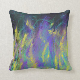 Yellow Lila Flames Painting & Yahweh Word Art Kissen