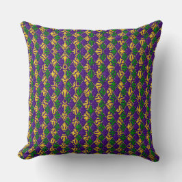 YELLOW LILA GREEN MARDI GRAS FLEUR DI LIS KISSEN