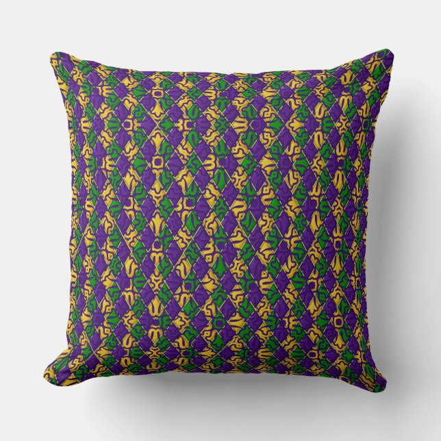 YELLOW LILA GREEN MARDI GRAS FLEUR DI LIS KISSEN (Vorderseite)