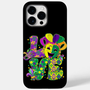 YELLOW LILA GREEN MARDI GRAS LIEBE & MASK Case-Mate iPhone 14 PRO MAX HÜLLE