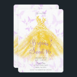 Yellow Lilac Butterfly Dance Dress Sweet 16 Party Einladung<br><div class="desc">Anpassen für jedes Ereignis</div>