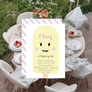 Yellow Lilac Ice Creme Cone Scoop Geburtstagsparte Einladung