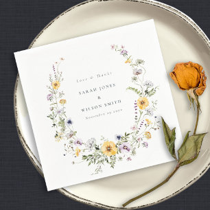 Yellow Lilac Wildblume Wreath Wedding Vielen Dank Serviette