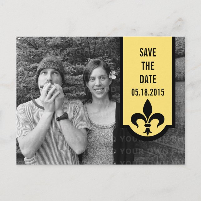 Yellow Lilie Banner Save the Date Postkarte (Vorderseite)