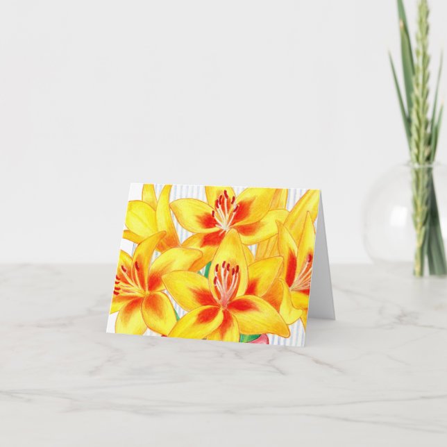 Yellow Lilies Note Card Karte (Vorderseite)