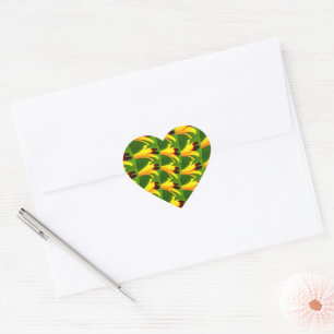 Yellow Lilies Pattern Herz-Aufkleber
