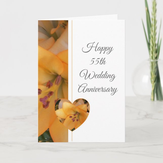 Yellow Lily Personalisiert 55. Hochzeitstag Karte (Vorderseite)