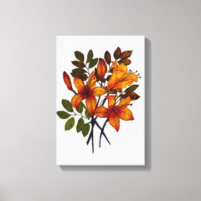 Yellow Lily Print on Canvas Leinwanddruck (Vorderseite)