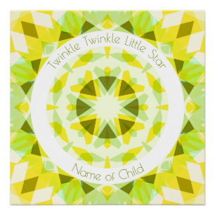 Yellow Lime Green Twinkle Little Star Baby Kinderz Poster