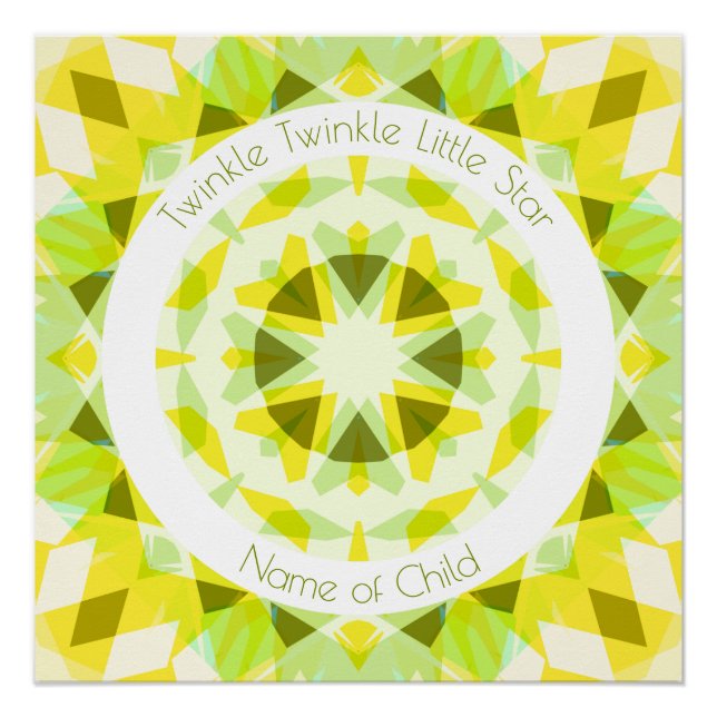 Yellow Lime Green Twinkle Little Star Baby Kinderz Poster (Vorderseite)