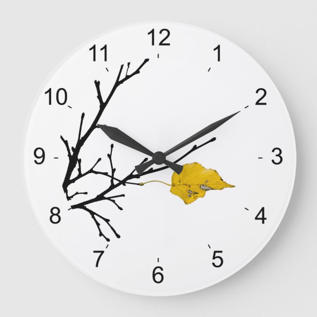 Yellow Lime Tree Leaf Große Wanduhr (Vorderseite)