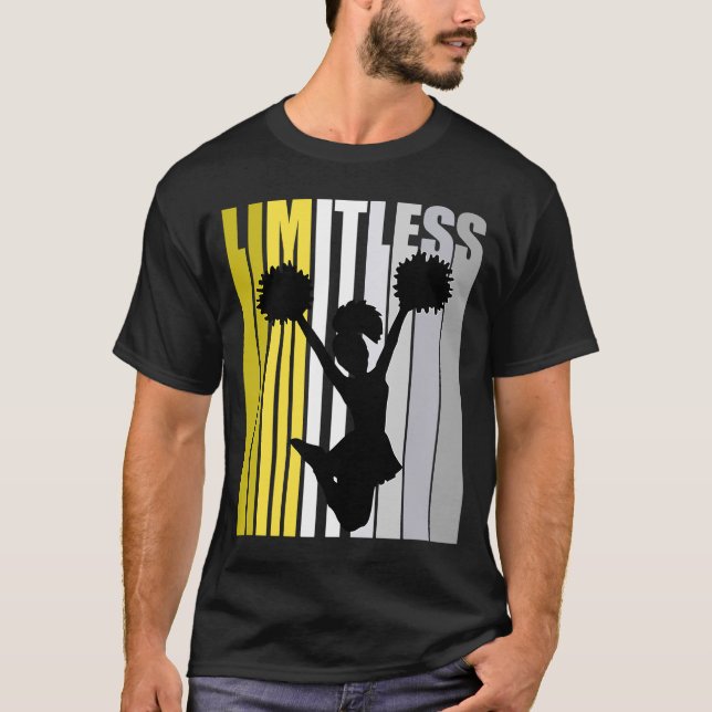 Yellow Limitless Cheerleading Birthday Cute Retro  T-Shirt (Vorderseite)