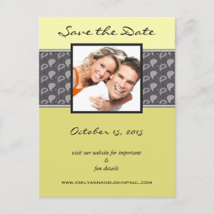 Yellow Limon Chartreuse Paisley Foto Save the Date Ankündigungspostkarte
