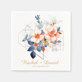 Yellow Lines&Flowers: Wedding Napkins Serviette
