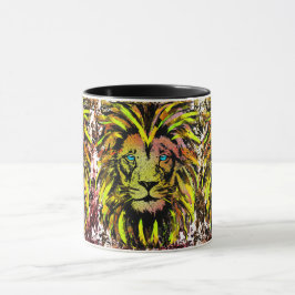 Yellow Lion Head Coffee Cup - Lion Face Tasse