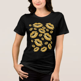 Yellow Lip Print Flirtatious Fun Tri-Blend Shirt