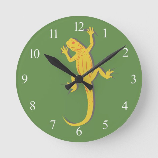 Yellow Lizard Runde Wanduhr (Vorderseite)
