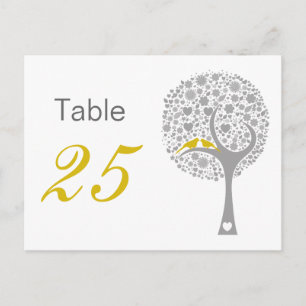 Yellow Lovebirds Whimsical Wedding Tischnummern
