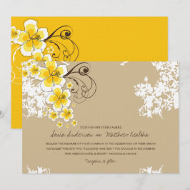 Yellow Luau Beach Hochzeit im tropischen Hibiskus Einladung