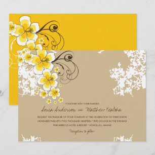 Yellow Luau Beach Hochzeit im tropischen Hibiskus Einladung