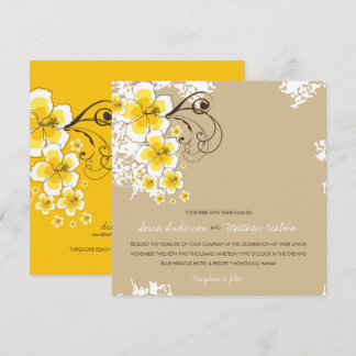 Yellow Luau Beach Hochzeit im tropischen Hibiskus Einladung