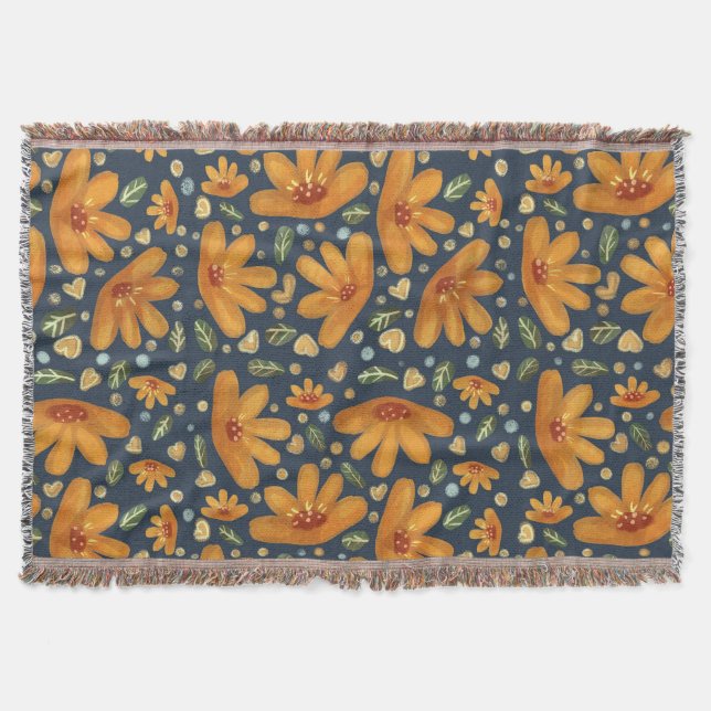 Yellow Luxe Florals Decke (Vorderseite)