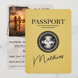 Yellow Maldives Passport Save the Date