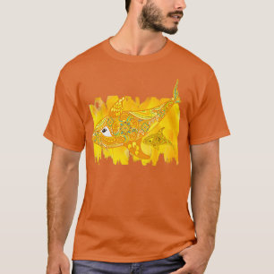Yellow Mama Whale und Baby T-Shirt