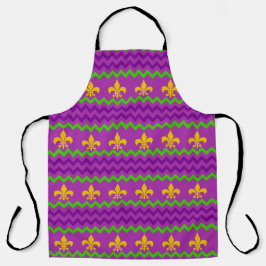 YELLOW MARDI GRAS FLEUR DI LIS LILA GREEN STRIPE SCHÜRZE