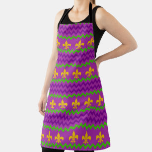 YELLOW MARDI GRAS FLEUR DI LIS LILA GREEN STRIPE SCHÜRZE