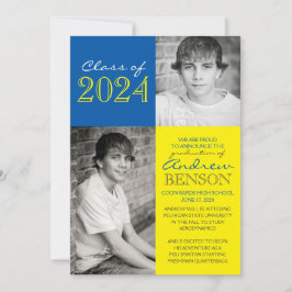 Yellow & Med Blue 2 Foto Abschluss Ankündigung