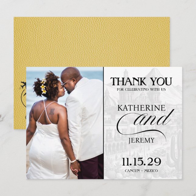 Yellow Mexico Passport Dankeskarte (Vorne/Hinten)