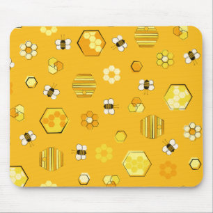 Yellow Mid jahrhundert Retro Honey Bee Mousepad