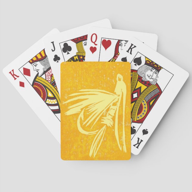 "Yellow Midge" Nassfliege, Fliegenfischen, Fliegen Spielkarten (Rückseite)